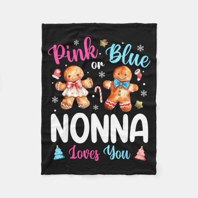 Nk Or Blue Nonna Loves You Gender Reveal Christmas Fleecedecke (Vorderseite)