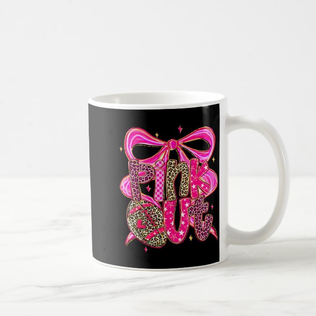 Nk Out Breast Cancer Football Coquette Bow Mom Gir Kaffeetasse (Rechts)