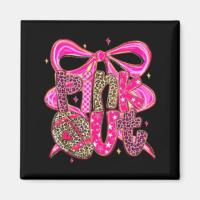 Nk Out Breast Cancer Football Coquette Bow Mom Gir Magnet (Vorne)