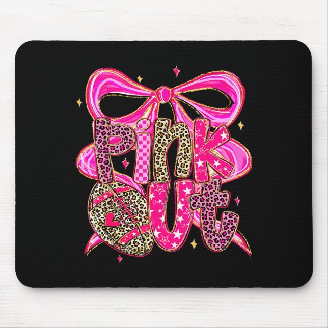 Nk Out Breast Cancer Football Coquette Bow Mom Gir Mousepad (Vorne)
