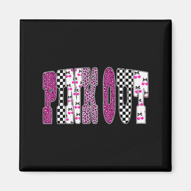Nk Out Leopard Checkered Breast Cancer Football Ga Magnet (Vorne)