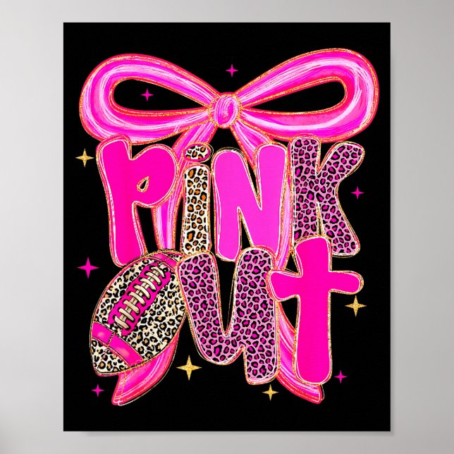 Nk Out Leopard Football Bow Breast Cancer Awarenes Poster (Vorne)