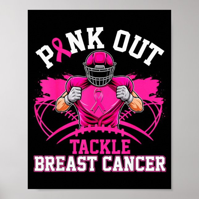 Nk Out Tackle Breast Cancer Awareness American Foo Poster (Vorne)