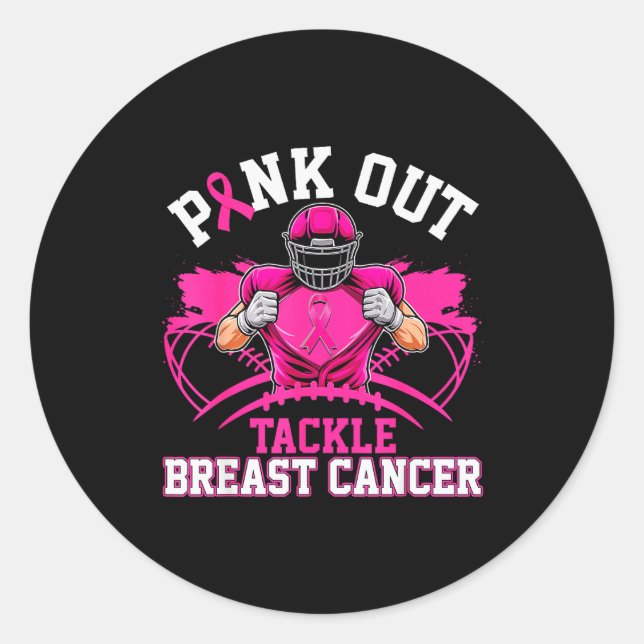 Nk Out Tackle Breast Cancer Awareness American Foo Runder Aufkleber (Vorderseite)