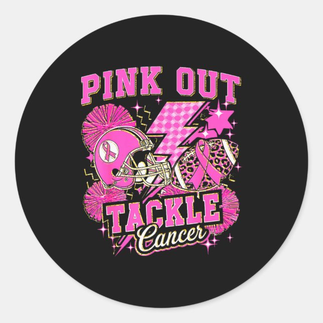 Nk Out Tackle Breast Cancer Awareness American Foo Runder Aufkleber (Vorderseite)
