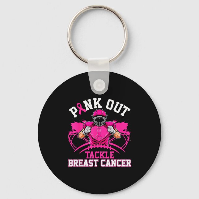 Nk Out Tackle Breast Cancer Awareness American Foo Schlüsselanhänger (Vorderseite)