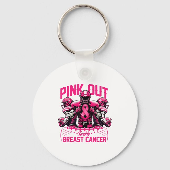 Nk Out Tackle Breast Cancer Awareness American Foo Schlüsselanhänger (Vorderseite)