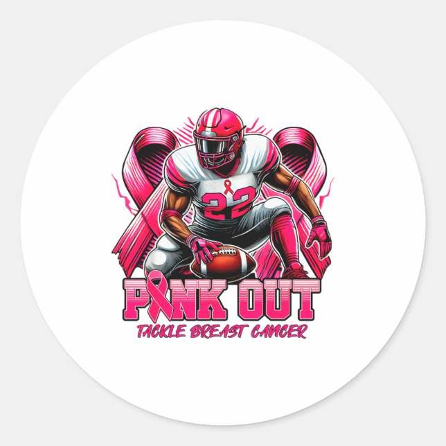 Nk Out Tackle Breast Cancer Awareness Football Men Runder Aufkleber (Vorderseite)