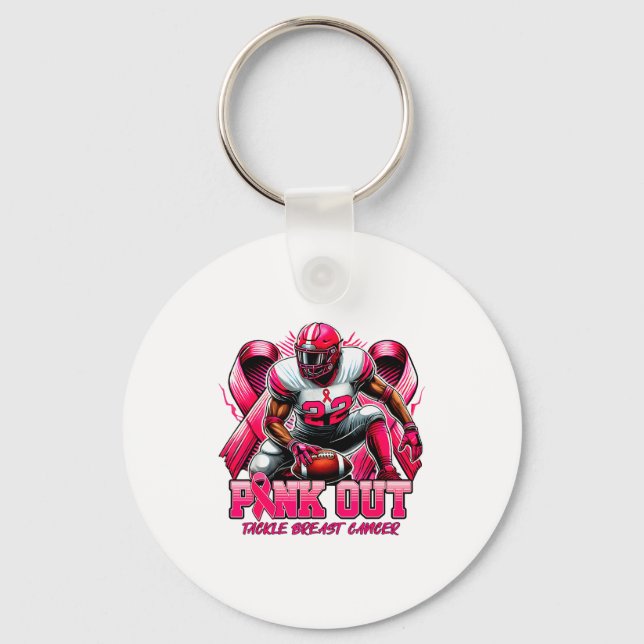 Nk Out Tackle Breast Cancer Awareness Football Men Schlüsselanhänger (Vorderseite)