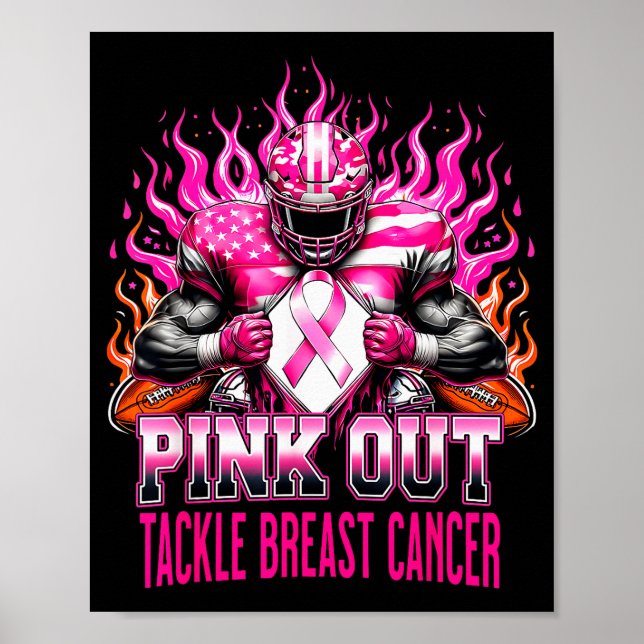 Nk Out Tackle Football Breast Cancer Awareness Men Poster (Vorne)