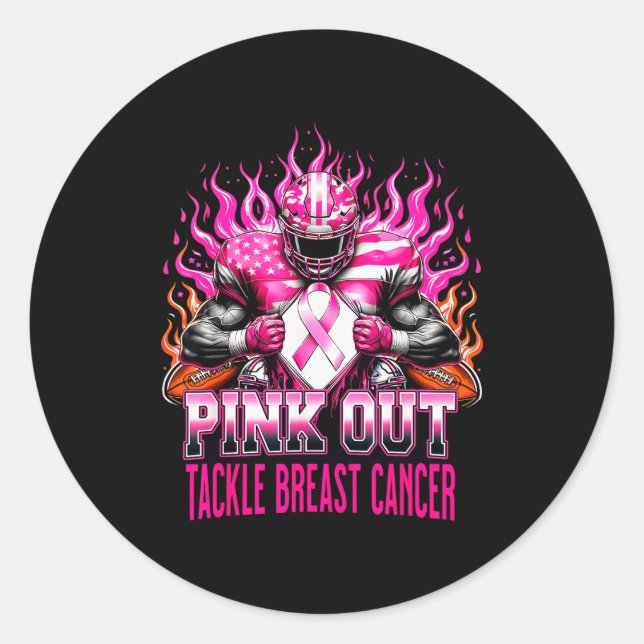 Nk Out Tackle Football Breast Cancer Awareness Men Runder Aufkleber (Vorderseite)