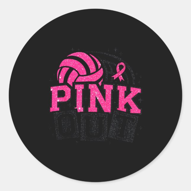 Nk Out Volleyball Breast Cancer Awareness Suprt Ri Runder Aufkleber (Vorderseite)
