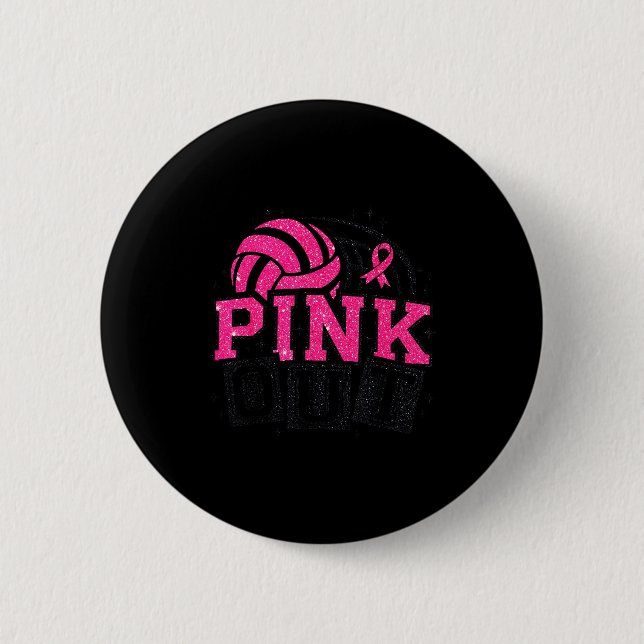 Nk Out Volleyball Brustkrebsbewusstsein Unterstütz Button (Vorderseite)