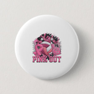 Nk out Volleyball Ribbon Brustkrebs Bewusstsein Button