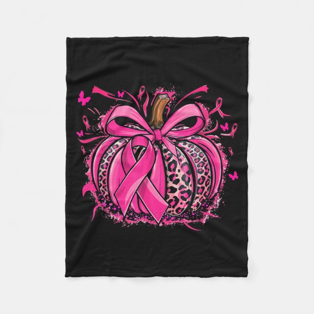 Nk Pumpkin Leopard Coquette Bow Breast Cancer Awar Fleecedecke (Vorderseite)