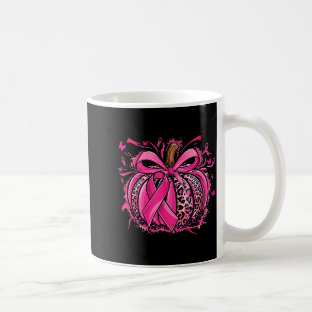 Nk Pumpkin Leopard Coquette Bow Breast Cancer Awar Kaffeetasse (Rechts)