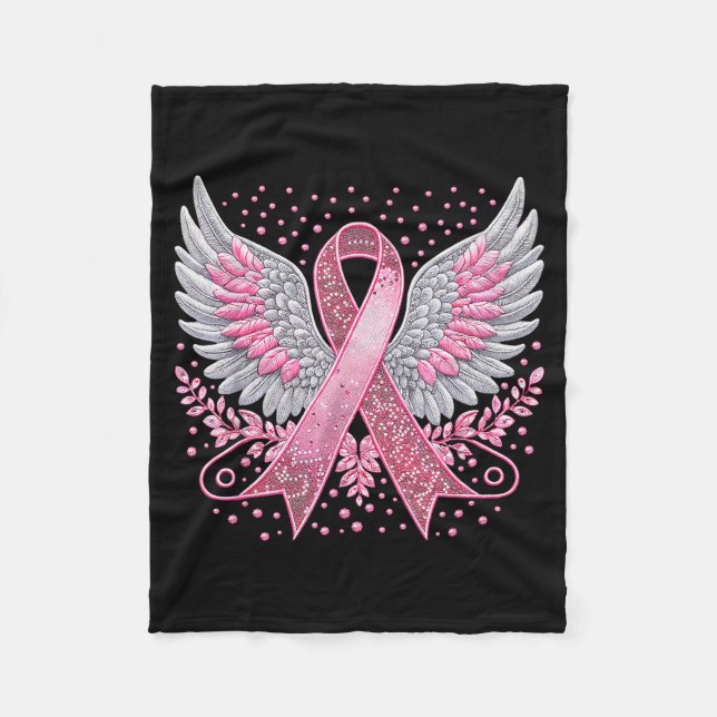 Nk Ribbon Angel Wings Breast Cancer Awareness Wome Fleecedecke (Vorderseite)