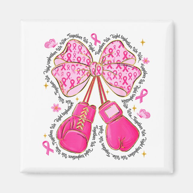 Nk Ribbon Bow Boxing Gloves Breast Cancer Awarenes Magnet (Vorne)