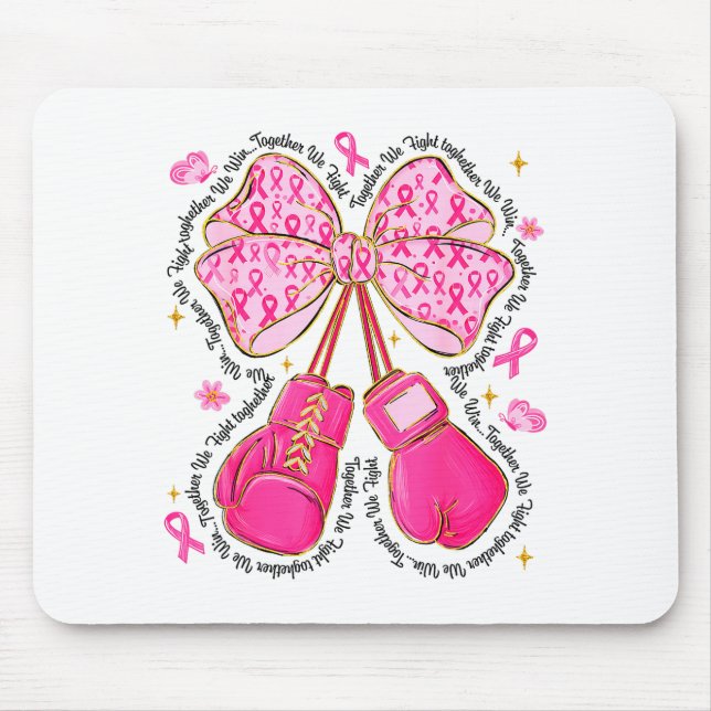Nk Ribbon Bow Boxing Gloves Breast Cancer Awarenes Mousepad (Vorne)