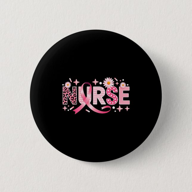 Nk Ribbon Stethoscope Nurse Life Breast Cancer Awa Button (Vorderseite)