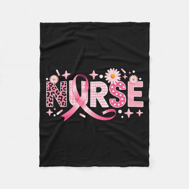 Nk Ribbon Stethoscope Nurse Life Breast Cancer Awa Fleecedecke (Vorderseite)