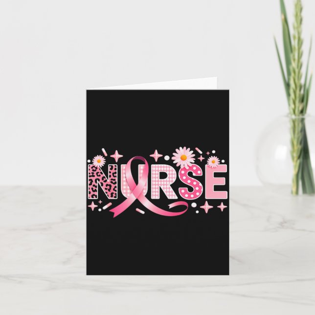 Nk Ribbon Stethoscope Nurse Life Breast Cancer Awa Karte (Vorderseite)