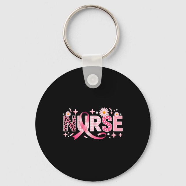 Nk Ribbon Stethoscope Nurse Life Breast Cancer Awa Schlüsselanhänger (Vorderseite)