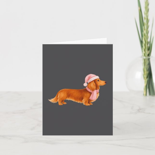 Nk Santa Red Long Haired Dachshund Christmas  Karte (Vorderseite)