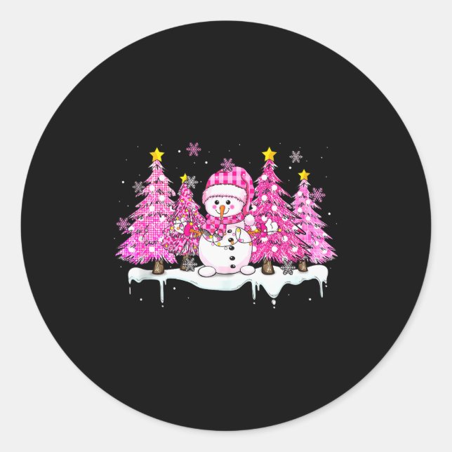 Nk Snowman Snowman Merry Christmas Tree Women Girl Runder Aufkleber (Vorderseite)