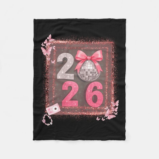 Nk Sparkle Disco Bow 2026 Coquette Happy New Year  Fleecedecke (Vorderseite)