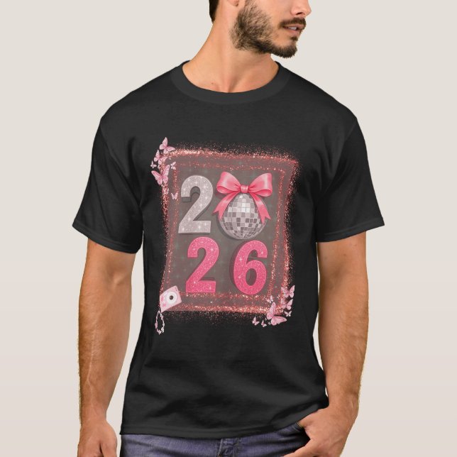 Nk Sparkle Disco Bow 2026 Coquette Happy New Year  T-Shirt (Vorderseite)