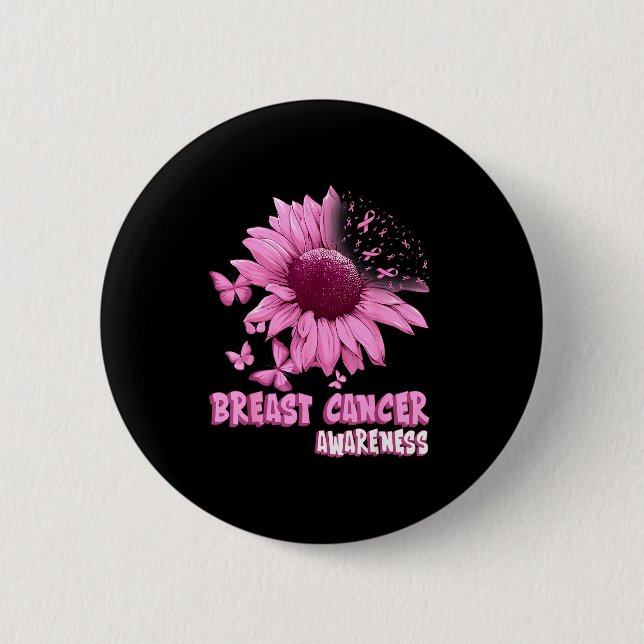 Nk Sunflower Breast Cancer Awareness Ribbon In Oct Button (Vorderseite)
