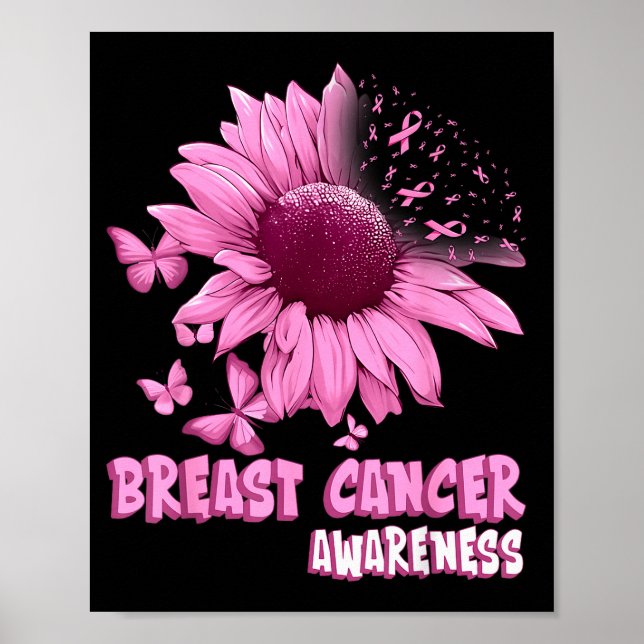 Nk Sunflower Breast Cancer Awareness Ribbon In Oct Poster (Vorne)