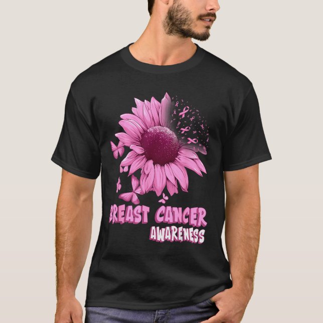 Nk Sunflower Breast Cancer Awareness Ribbon In Oct T-Shirt (Vorderseite)