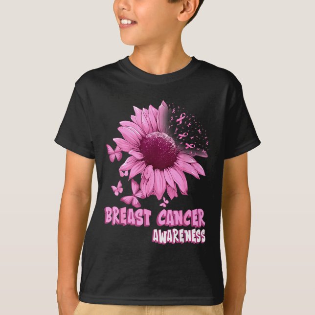 Nk Sunflower Breast Cancer Awareness Ribbon In Oct T-Shirt (Vorderseite)