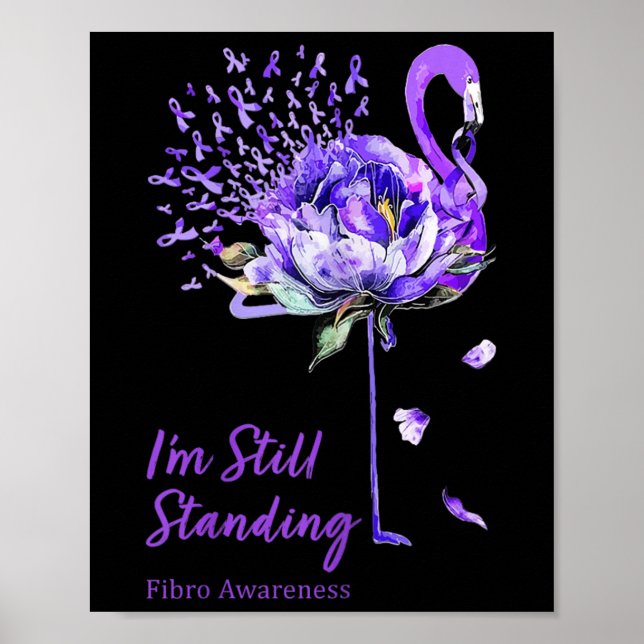 Nn Flamingo Lila Ribbon Fibro Fibromyalgia Poster (Vorne)