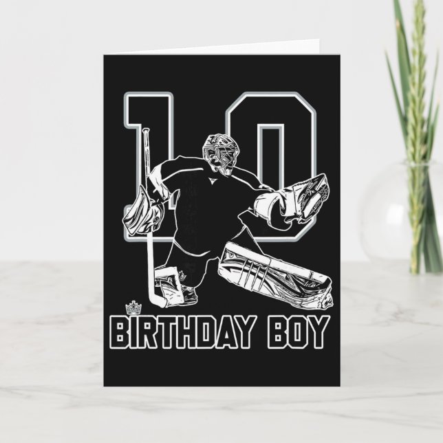 No. 10 Ice Hockey Goalie Happy 10th Birthday Boy  Karte (Vorderseite)
