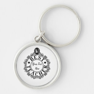 No.1 Best Teacher Black Line Design Typography Schlüsselanhänger