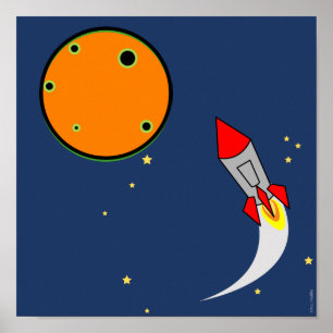 No.2 Space ROCKET Kinderzimmerzeichen Poster