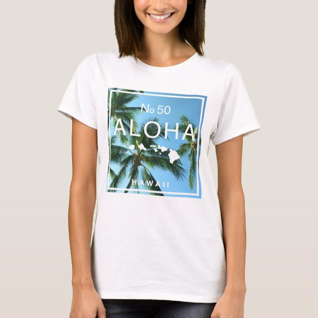 No. 50 Aloha Hawaii Palm Island Paradise T-Shirt (Vorderseite)