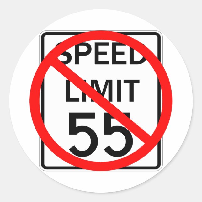 No 55 mph Speed Limit Sign Runder Aufkleber (Vorderseite)