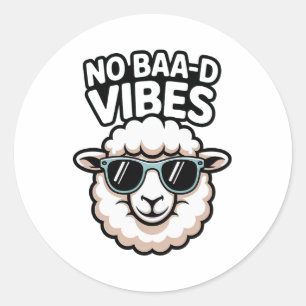 No Baa-d Vibes Sheep Runder Aufkleber