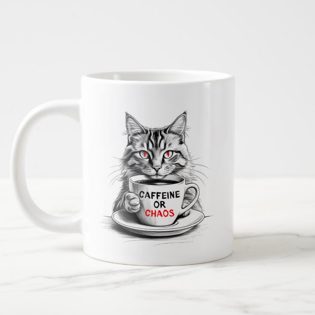 No Caffeine No Mercy Cat Coffee Lover  Jumbo-Tasse (Links)