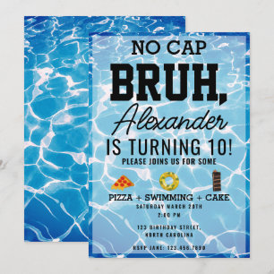 No Cap Bruh, Boy Teenager Pizza Pool Einladung