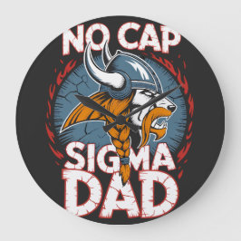 No Cap Sigma Dad Viking Graphic Tee for Fathers Große Wanduhr