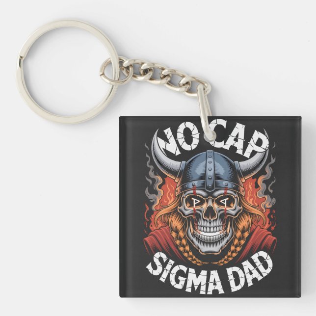 No Cap Sigma Dad Viking Skull Tee for Fathers Schlüsselanhänger (Vorderseite)