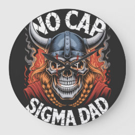 No Cap Sigma Dad Viking Style Gear for Parents Große Wanduhr