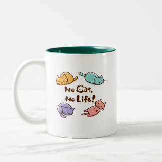 No Cat No Life! / Cute Loose Cat Illustration with Zweifarbige Tasse