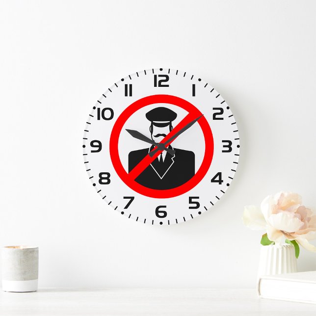 No Chauffeur Allowed Symbol Funny Warning Große Wanduhr (Von Creator hochgeladen)