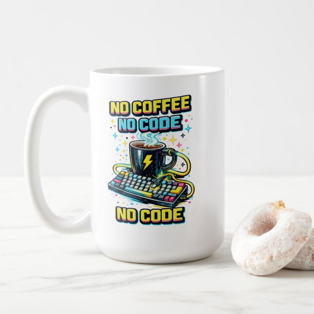No Coffee No Code Kaffeetasse (Mit Donut)